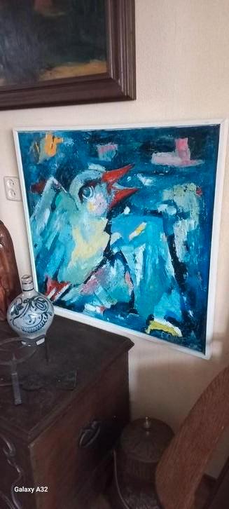 Vogel - Werk van Corry Olthof ( Breda 1938 - ), Antiek en Kunst, Kunst | Schilderijen | Abstract, Ophalen of Verzenden
