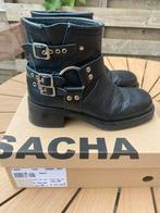 Sacha leren bikerboots maat 38 - kort gedragen, Kleding | Dames, Ophalen of Verzenden, Gedragen, Zwart, Lage of Enkellaarzen