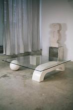 Travertine marmer natuursteen salon tafel design marble, Huis en Inrichting, Tafels | Salontafels, 50 tot 100 cm, Minder dan 50 cm