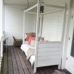 Wit teakhout 1 persoons kinder Hemelbed, Ophalen, 85 tot 100 cm, Zo goed als nieuw, Lattenbodem