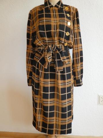 Hans Erras vintage 80's jurk maat 42 zijde bruin zwart ZGAN beschikbaar voor biedingen