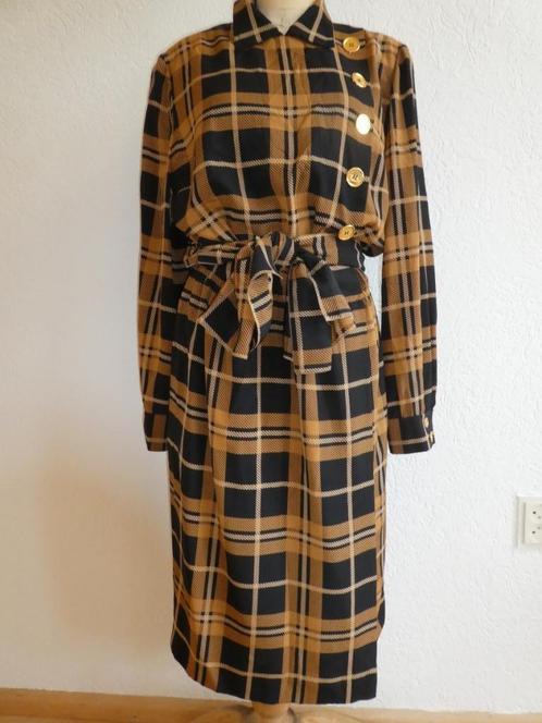 Hans Erras vintage 80's jurk maat 42 zijde bruin zwart ZGAN, Kleding | Dames, Jurken, Zo goed als nieuw, Maat 42/44 (L), Bruin