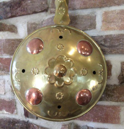 Brocante geel rood koper bedpan messing bedkruik, Antiek en Kunst, Antiek | Koper en Brons, Verzenden