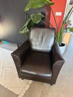 Bruine leren stoel, Huis en Inrichting, Fauteuils, Ophalen, Gebruikt, 75 tot 100 cm