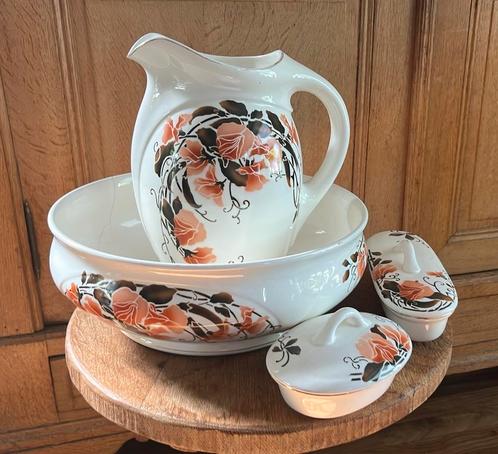 Antieke Lampetset Societe Ceramique Maastricht 1920, Antiek en Kunst, Antiek | Keramiek en Aardewerk, Ophalen