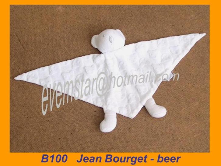 B100 Beer - Jean Bourget : wit tutlapje met berenkopje, Kinderen en Baby's, Speelgoed | Knuffels en Pluche, Zo goed als nieuw