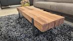 Massief houten industriël design salontafel 140x40 cm, Huis en Inrichting, Tafels | Salontafels, Minder dan 50 cm, 100 tot 150 cm