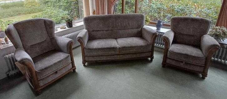 2.5 sits bank en 2 stoelen GRATIS, Huis en Inrichting, Banken | Complete zithoeken, Gebruikt, Stof, Ophalen