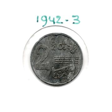 ZINK WILHELMINA 21/2 CENT 1942 EEN MOEILIJK JAAR beschikbaar voor biedingen