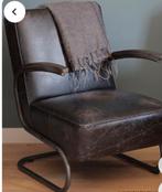 Vintage leren fauteuil 2x, Ophalen, Vintage, Zo goed als nieuw, 50 tot 75 cm
