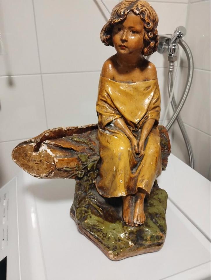 Michel Pascal (1810-1882) gips beeld "meisje op boomstam", Antiek en Kunst, Kunst | Beelden en Houtsnijwerken, Ophalen