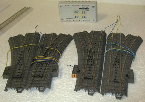 Marklin 4 Wissels + rails + K83 decoder DIGITAAL, Hobby en Vrije tijd, Modeltreinen | H0, Gebruikt, Rails, Wisselstroom, Märklin