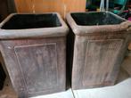 2 stoere dinker bruine bloempotten voor binnen, Ophalen, Steen, Minder dan 30 cm, Minder dan 60 cm