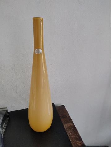👉 Grote gele vaas ( Murano?? ) made in Italy  beschikbaar voor biedingen