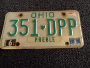 Kentekenplaat licenseplate Ohio Preble USA beschikbaar voor biedingen