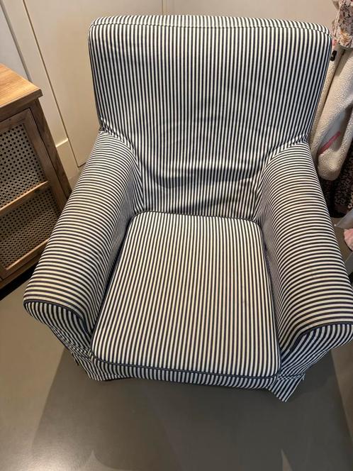 Gestreepte Fauteuil - IKEA Ektorp Stijl, Huis en Inrichting, Fauteuils, Gebruikt, Stof, 75 tot 100 cm, Ophalen