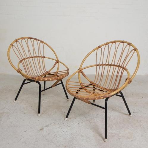 Set van 2 rotan, bamboe kinder stoelen Rohe Noordwolde, jare, Antiek en Kunst, Antiek | Meubels | Stoelen en Banken, Ophalen of Verzenden