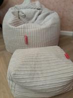 2 Loungepug zitzakken + voetkussen, Huis en Inrichting, Zitzakken, Ophalen, Zo goed als nieuw, Beige, Zitzak