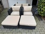 Tuin / lounge set - zwart incl kussens + kussen hoes, Ophalen, Zo goed als nieuw