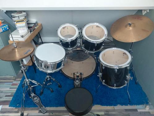 Drumstel zwart, Muziek en Instrumenten, Drumstellen en Slagwerk, Zo goed als nieuw, Overige merken, Ophalen