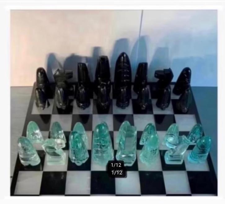 Maya schaakspel in verschillende obsidiaan steen soorten, Sieraden, Tassen en Uiterlijk, Edelstenen, Nieuw, Ophalen of Verzenden