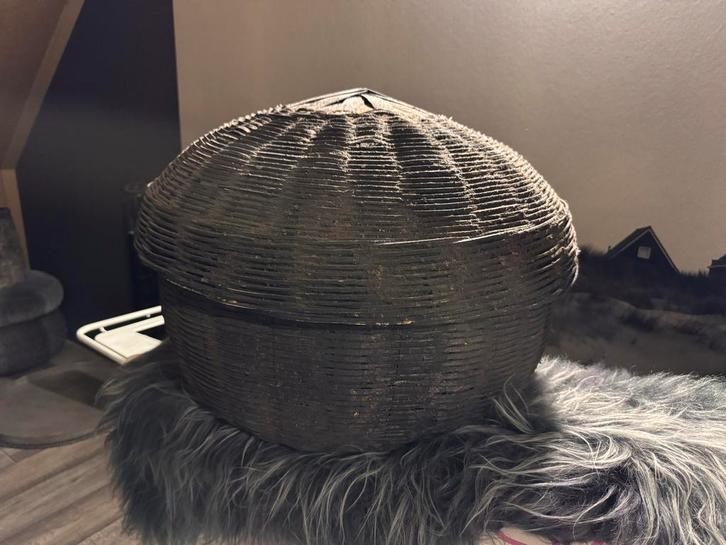 Hoffz Opbergmand met Deksel, Huis en Inrichting, Woonaccessoires | Schalen en Manden, Gebruikt, Rond, Overige materialen, Ophalen