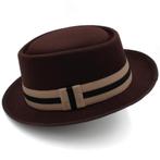 Bruine wollen pork pie hoed / heren dames bowler porkpie, Verzenden, Nieuw, Hoed