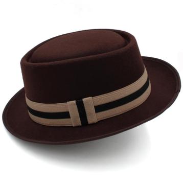Bruine wollen pork pie hoed / heren dames bowler porkpie beschikbaar voor biedingen