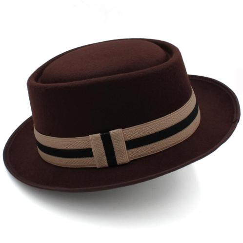 Bruine wollen pork pie hoed / heren dames bowler porkpie, Kleding | Heren, Hoeden en Petten, Nieuw, Hoed, Verzenden