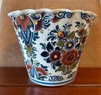 Delfts Blauw Bloempot + (wand) bord, Ophalen, Gebruikt, Blauw, Aardewerk of Porselein