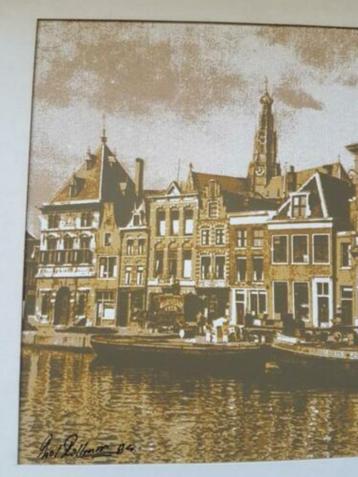 litho op linnen, Haarlem Teylers Spaarne Paul Rollman beschikbaar voor biedingen