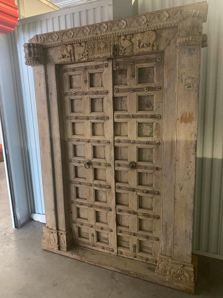 Antieke Indiase Poort – Sfeervol, Massief Hout, Handgesneden, Antiek en Kunst, Antiek | Meubels | Kasten, Ophalen