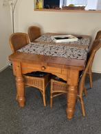Houten eettafel inclusief stoelen, Ophalen of Verzenden, Zo goed als nieuw, 4 tot 6 stoelen