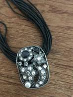 Lederen Hals Ketting met prachtige hanger, Nieuw!, Ophalen, Zwart, Zo goed als nieuw, Steen of Mineraal