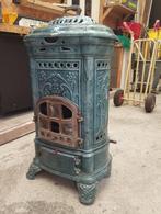 Antieke houtkachel Fonderies de Ciney – Art Nouveau emaille, Ophalen, Gebruikt, Houtkachel, Vrijstaand