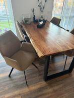 Eettafel met 4 stoelen, Ophalen, 100 tot 150 cm, Zo goed als nieuw, 150 tot 200 cm