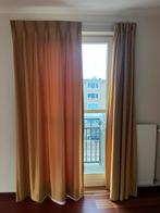12 gordijnroedes en 12 sets goudgele gordijnen lang en kort, Ophalen, Gebruikt, Overige kleuren, 200 cm of meer
