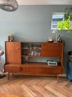 Vintage highboard teak, Gebruikt, Met deur(en), 150 tot 200 cm, Ophalen of Verzenden