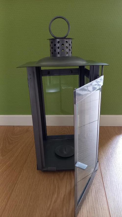 Windlicht, lantaarn, Huis en Inrichting, Woonaccessoires | Kandelaars en Kaarsen, Gebruikt, Kandelaar, 25 tot 50 cm, Metaal, Grijs