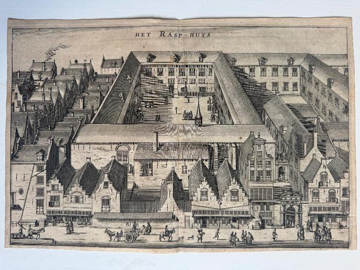 Amsterdam - Het Rasp Huys - tuchtinstelling - O U D, Antiek en Kunst, Kunst | Etsen en Gravures, Ophalen of Verzenden