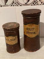antieke apothekerspot hout 2 stuks volkskunst apotheek, Ophalen of Verzenden