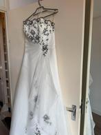 Trouwjurk wit met zwart details, Kleding | Dames, Trouwkleding en Trouwaccessoires, Ophalen of Verzenden, Gedragen, Wit, Trouwjurk