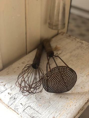 Setje oud frans keukengerei ~ brocante beschikbaar voor biedingen