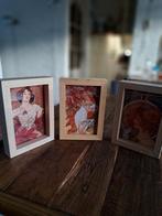 3 Alphonse Mucha afbeeldingen in Lijstjes  met Glas 17x12 cm, Huis en Inrichting, Woonaccessoires | Lijsten, Minder dan 50 cm
