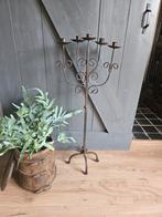 Smeedijzeren kandelaar 5 armen sober stoer, Bruin, Ophalen of Verzenden, Zo goed als nieuw, Metaal