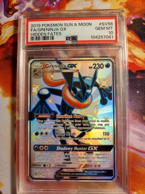 Greninja gx sv56 hidden fates psa10 minty, Hobby en Vrije tijd, Verzamelkaartspellen | Pokémon, Zo goed als nieuw, Losse kaart