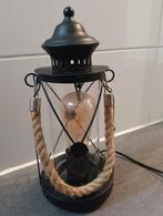 Lantaarn Tafellamp - Industrieel Design, Huis en Inrichting, Lampen | Tafellampen, Ophalen, Zo goed als nieuw, Glas, Minder dan 50 cm