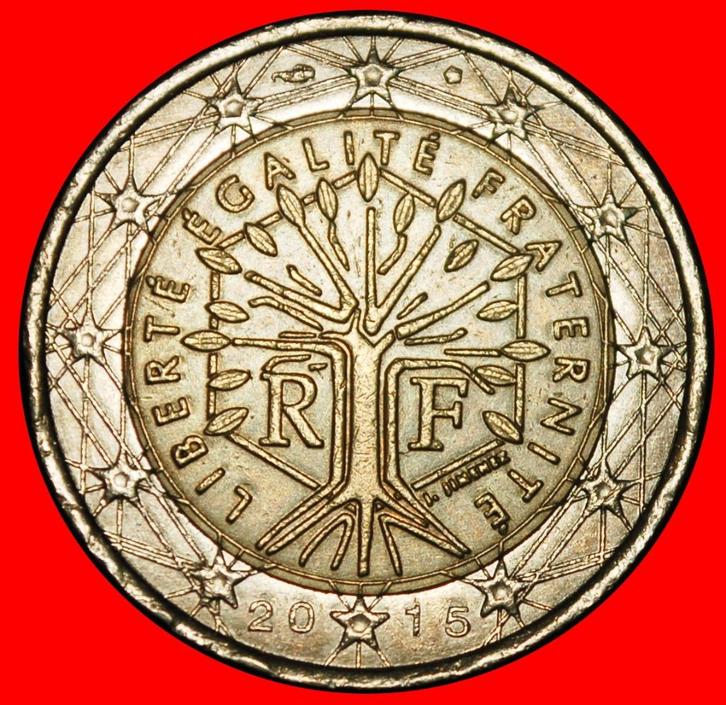 Ⰶ NON-PHALLIC TYPE 2007-2021: FRANCE 2 EUROS 2015 WORLD TREE, Postzegels en Munten, Munten | Europa | Euromunten, Losse munt, 2 euro