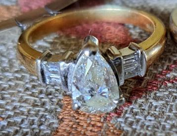 Ring bicollorring peer briljanten 1.25crt beschikbaar voor biedingen