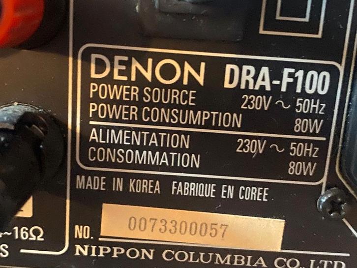 Denon receiver DRA-F100, Audio, Tv en Foto, Versterkers en Receivers, Zo goed als nieuw, Minder dan 60 watt, Denon, Ophalen of Verzenden
